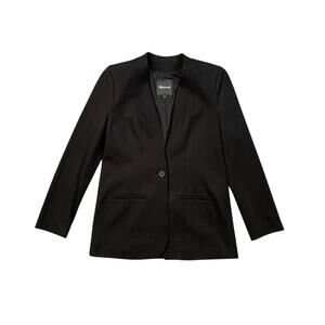 Madewell Blazer Women 6 Black Tribune Collarless One Button Stretch Front Pocket